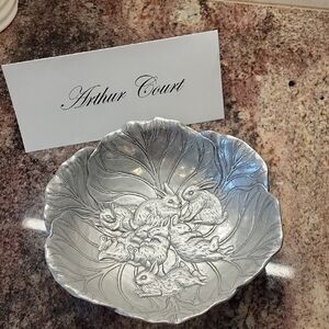 Arthur Court Silver Bunny Design Cabbage Leaf Dish